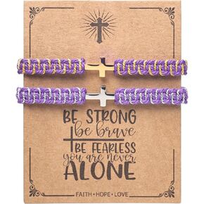 Cross Friendship Bracelet Skin-Friendly Cotton Adjustable Braided Jesus Christian Bracelet Matching Couple String Wristband for Women Men Easter & Baptism Gift in Saudi Arabia