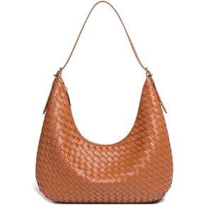 Shoulder Handbag for Women - Woven Hobo Bag Large Vegan Leather Purse Crescent Bag for Work Travel & Daily Use in Saudi Arabia