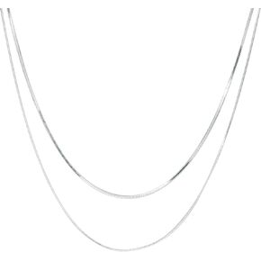 Gold Snake Chain Necklace for Women, 18K Gold/Silver Plated Layered Herringbone Necklace, Double Choker Chain Waterproof Non Tarnish Dainty Jewelry Gift for Her in Saudi Arabia