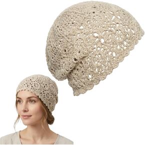 1 Crochet Beanie,Crochet Hats for Women, Summer Beanie Hats for Women, Cotton Breathable Design, Lightweight Headwear for Warm Weather, Adjustable Fit for Various Head Sizes in Saudi Arabia