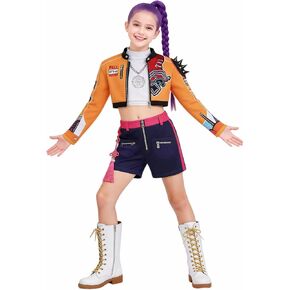 Girls Halloween Costume, Black and Golden Polyester Top, Shirt and Shorts Set for Cosplay Events and Parties in Kuwait
