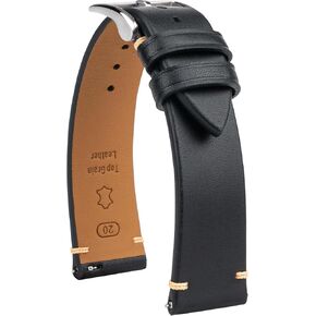 Handmade Leather Watch Band , Italian Top Grain Genuine Leather Watch Strap for Men Women, Quick Release Slim Replacement Watch Band, Soft Breathable Vintage Wristband 18 mm/19 mm/20 mm/21 mm/22 mm, Silver/Black Buckle, Tan/Brown/Blue/Black/Coffee in Saudi Arabia