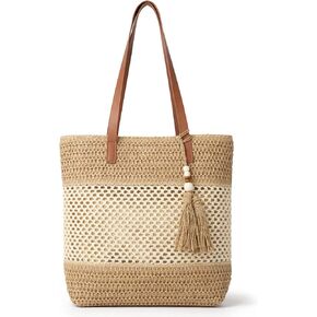 Straw Tote Beach Bags for Women 2026 Summer Vacation Zipper Woven Bag with Leak-Proof Lining Boho Shoulder Purse in Saudi Arabia