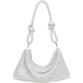 Silver Sparkly Rhinestone Purse Classic Evening Bag Women's Fashion Clutch Purses for Women Shiny Handbag for Prom Wedding and Formal Events in Saudi Arabia
