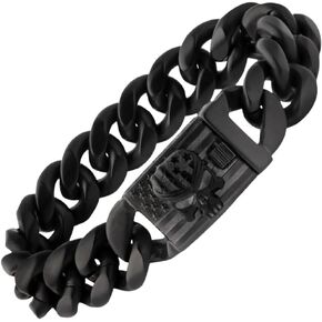 Hero Company Cuban Link Bracelet for Men - ‘Vindicta Retribution’ Black Skull Stainless Steel Bracelet - Helps Pair Veterans With A Service Dog or Shelter Dog in Saudi Arabia