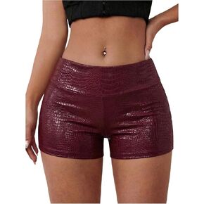 RoseSeek Women's Y2k Leather Shorts Summer High Waisted Skinny Rave Mini Shorts Concert Outfits in Kuwait