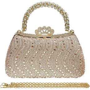 Sparkling Clutch Purse for Women, Rhinestone Evening Bag, Sparkly Formal Handbag with Chain Strap, Champagne Golden Party Purse for Wedding Cocktail Prom Banquet in Saudi Arabia