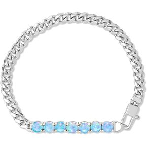 Gold Bracelets for Women, Tennis Bracelet Gold Plated Cuban Link Chain Chunky with 7 Simulated Opals Fashion Tarnish Proof Jewelry for Birthday Valentine Wedding in Saudi Arabia