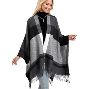 Women's Winter Shawl Wrap for Women–Warm Ponchos with Tassels,Christmas Gift for Mom & Older Women in Saudi Arabia
