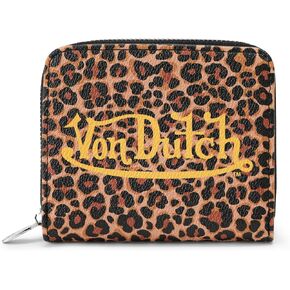 Von Dutch Zip-Up Wallet with ID Window, Vegan Leather, Slim Unisex Design for Men & Women (Leopard) in Saudi Arabia