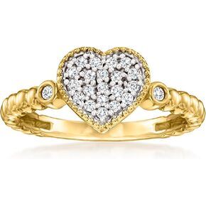 Ross-Simons 0.20 ct. t.w. Diamond Heart Beaded Ring in 18kt Gold Over Sterling in Kuwait
