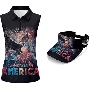 POLERO Golf Tank Top Women Golf Shirts and Visor Hat Collared Racerback Tennis Shirt Set Quarter Zip in Saudi Arabia
