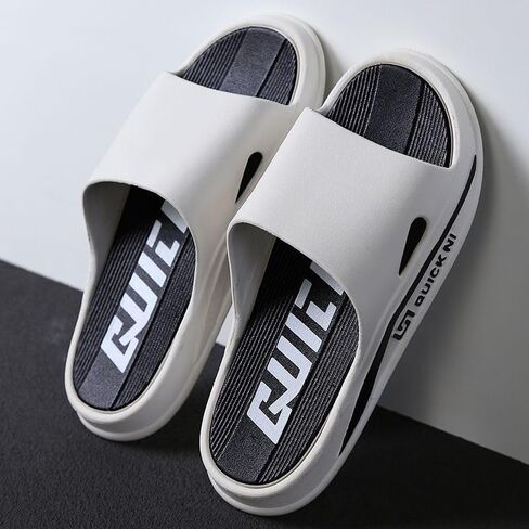 Mens Summer Non-Slip Slippers Breathable Beach Quick-Drying Bathroom Unisex Shower Shoes For Indoor Outdoor White Black in Kuwait