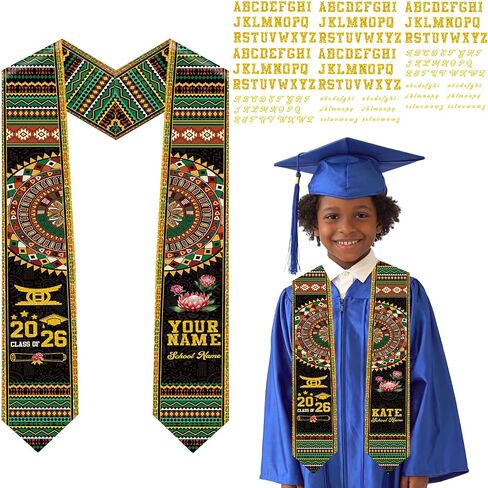Kindergarten Graduation Stole Set, Kids Kente Style Graduation Sashes with Iron On Transfers Letter Patches, 3-Pack Graduation Stoles for 2026 Kindergarten & Pre-K Ceremony and Keepsake in Saudi Arabia