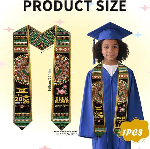 Kindergarten Graduation Stole Set, Kids Kente Style Graduation Sashes with Iron On Transfers Letter Patches, 3-Pack Graduation Stoles for 2026 Kindergarten & Pre-K Ceremony and Keepsake in Saudi Arabia