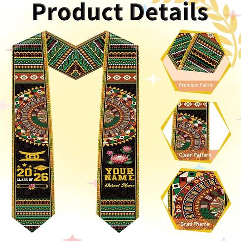 Kindergarten Graduation Stole Set, Kids Kente Style Graduation Sashes with Iron On Transfers Letter Patches, 3-Pack Graduation Stoles for 2026 Kindergarten & Pre-K Ceremony and Keepsake in Saudi Arabia