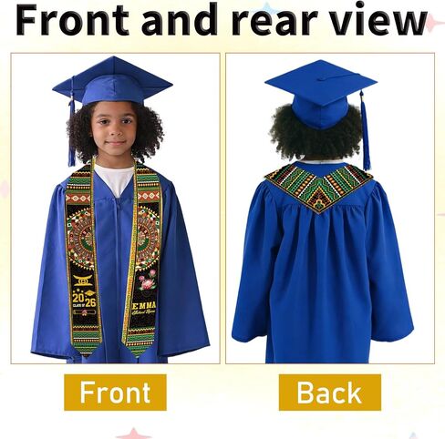 Kindergarten Graduation Stole Set, Kids Kente Style Graduation Sashes with Iron On Transfers Letter Patches, 3-Pack Graduation Stoles for 2026 Kindergarten & Pre-K Ceremony and Keepsake in Saudi Arabia