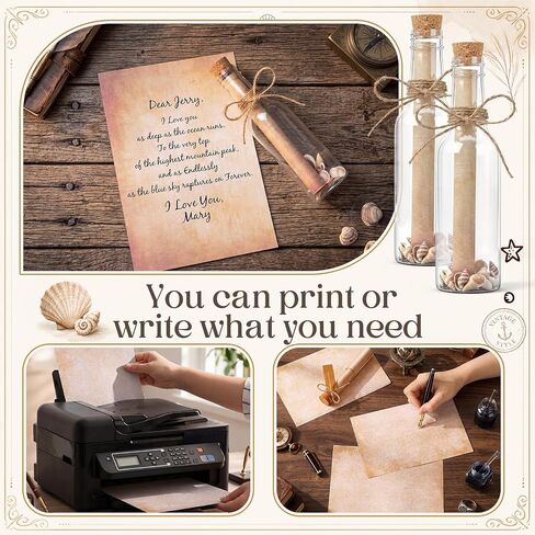 Wenqik 25 Set Message Bottle Kit 5.6oz Plastic Potion Bottles with Corks Letter Paper Sea Shells Vintage Ocean Message Bottle Set DIY Crafts Gift for Wedding Birthday Beach Party Invitations in Kuwait