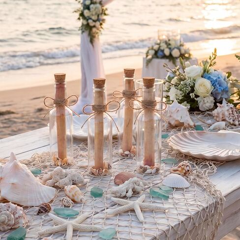 Wenqik 25 Set Message Bottle Kit 5.6oz Plastic Potion Bottles with Corks Letter Paper Sea Shells Vintage Ocean Message Bottle Set DIY Crafts Gift for Wedding Birthday Beach Party Invitations in Kuwait