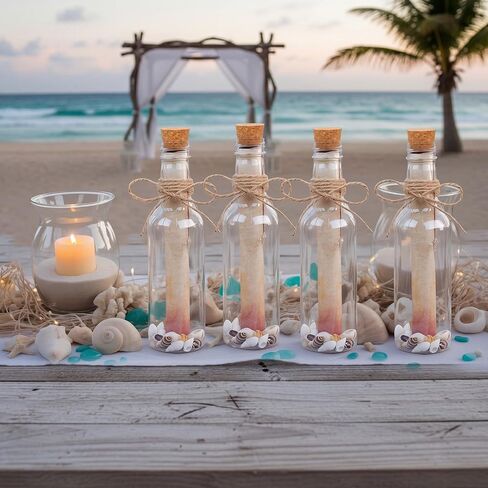 Wenqik 25 Set Message Bottle Kit 5.6oz Plastic Potion Bottles with Corks Letter Paper Sea Shells Vintage Ocean Message Bottle Set DIY Crafts Gift for Wedding Birthday Beach Party Invitations in Kuwait