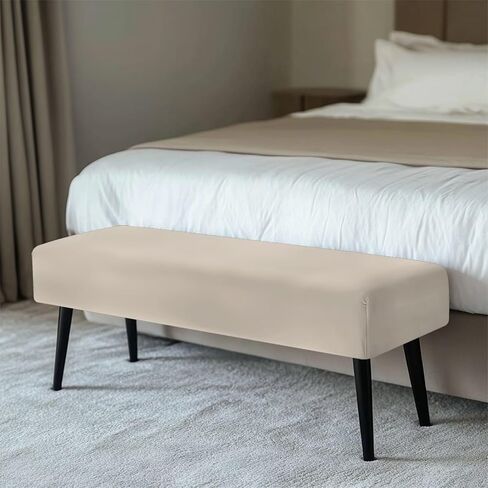 Beige Non-Slip Kitchen Seat Covers for Home Decorations Crease-Resistant Rectangular Bench Covers Slipcover with Elastic Bottom for Family Gathering Potluck in Kuwait