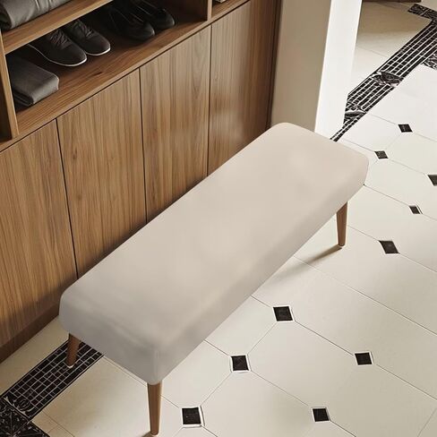 Beige Non-Slip Kitchen Seat Covers for Home Decorations Crease-Resistant Rectangular Bench Covers Slipcover with Elastic Bottom for Family Gathering Potluck in Kuwait