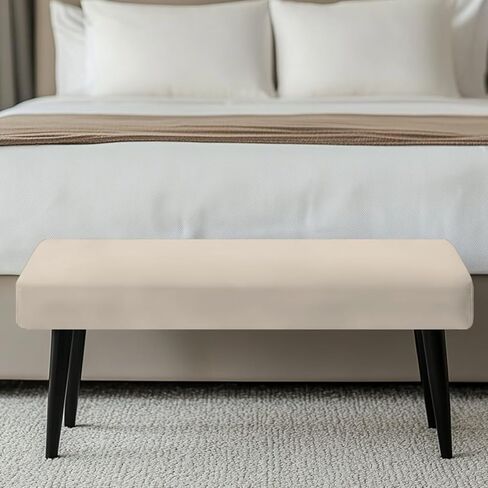Beige Non-Slip Kitchen Seat Covers for Home Decorations Crease-Resistant Rectangular Bench Covers Slipcover with Elastic Bottom for Family Gathering Potluck in Kuwait
