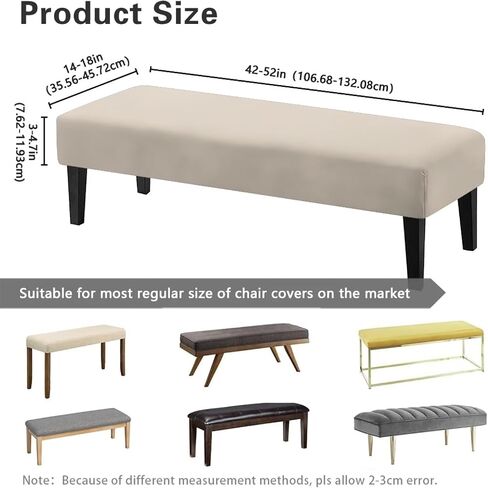 Beige Non-Slip Kitchen Seat Covers for Home Decorations Crease-Resistant Rectangular Bench Covers Slipcover with Elastic Bottom for Family Gathering Potluck in Kuwait