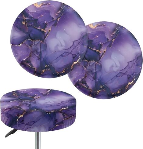 Round Barstool Cover Set of 2 Purple Mandala Pattern Chair Stool Covers Breathable Soft Cozy Bar Stool Protector with Elastic Band Trendy Home Decoration in Saudi Arabia
