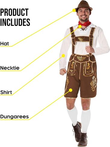 Morph Bavarian Lederhosen Men Costume, Oktoberfest Costumes Mens, Bavarian Costume Mens, Halloween Costumes for Men in Kuwait