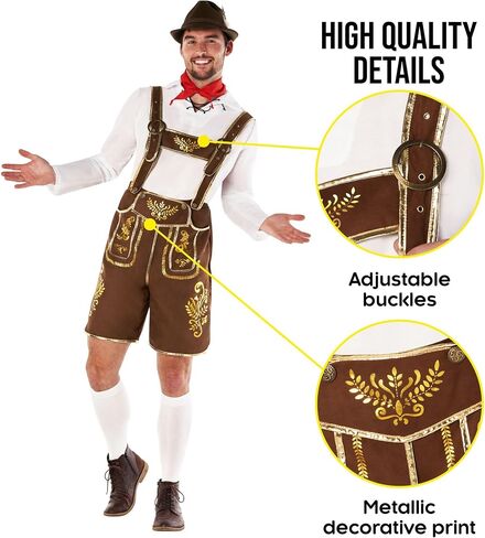 Morph Bavarian Lederhosen Men Costume, Oktoberfest Costumes Mens, Bavarian Costume Mens, Halloween Costumes for Men in Kuwait