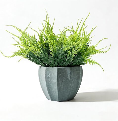 MONOID Artificial Potted Plants, Realistic Fake Greenery for Desk, Home Office Bathroom Shelf Farmhouse Table Decor, Maintenance Free (1, Fern Green) in Saudi Arabia