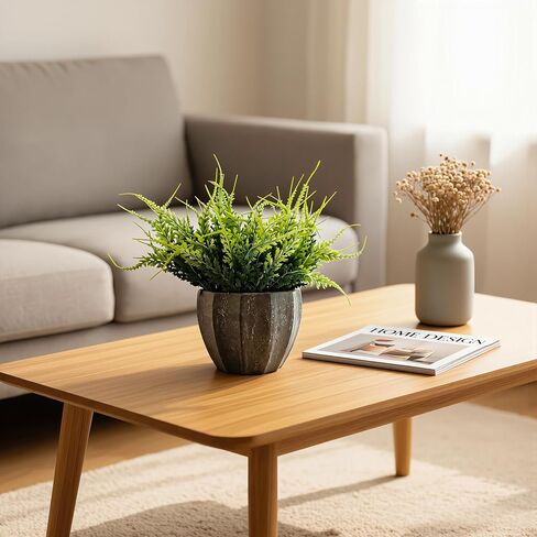 MONOID Artificial Potted Plants, Realistic Fake Greenery for Desk, Home Office Bathroom Shelf Farmhouse Table Decor, Maintenance Free (1, Fern Green) in Saudi Arabia