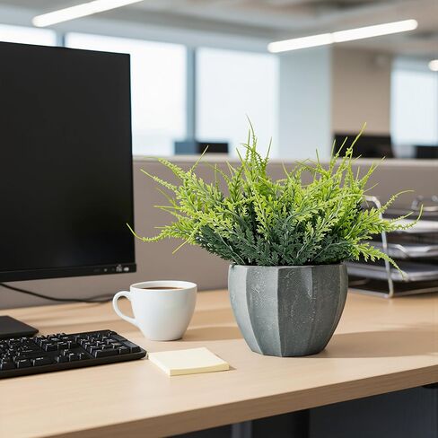 MONOID Artificial Potted Plants, Realistic Fake Greenery for Desk, Home Office Bathroom Shelf Farmhouse Table Decor, Maintenance Free (1, Fern Green) in Saudi Arabia