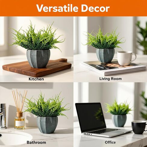 MONOID Artificial Potted Plants, Realistic Fake Greenery for Desk, Home Office Bathroom Shelf Farmhouse Table Decor, Maintenance Free (1, Fern Green) in Saudi Arabia