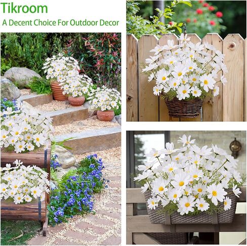 8 Bundles Artificial Daisy Flowers Artificial Silk Daisy Fake Flowers White 40 Heads UV Resistant Outdoor Fake Wildflowers with Stems Faux Greenery Shrubs Plants for Home Garden Vase Decor in Saudi Arabia