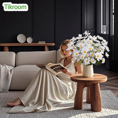 8 Bundles Artificial Daisy Flowers Artificial Silk Daisy Fake Flowers White 40 Heads UV Resistant Outdoor Fake Wildflowers with Stems Faux Greenery Shrubs Plants for Home Garden Vase Decor in Saudi Arabia