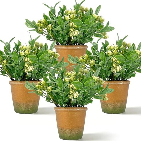 MONOID Artificial Potted Plants, Realistic Fake Greenery for Desk, Home Office Bathroom Shelf Farmhouse Table Decor, Maintenance Free (1, Fern Green) in Saudi Arabia