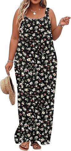 TAKEYAL Plus Size Jumpsuit for Women Wide Leg Summer Casual Overalls Loose Fit Trendy Rompers with Pockets in Saudi Arabia