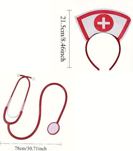 2Pcs Nurse Costume Set Nurse Hat and Stethoscope Halloween Role Play Party Fancy Dress Up for Women Costume Party in Saudi Arabia