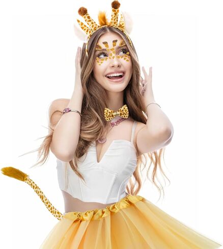 Yellow Giraffe Costume Set, Animal Fancy Dress Costume Kit for Halloween Christmas Theme Party Cosplay Giraffe Costume Accessories in Saudi Arabia