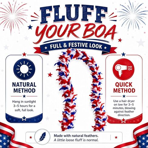 4th of July Costume Accessories 250 anniversary Women Feather Boa Independence Day Unisex USA Flag Patriotic Outfits in Saudi Arabia