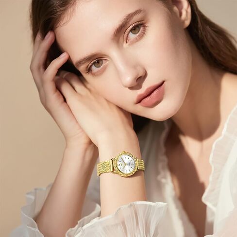 OLEVS Womens Watch Gold Ladies Dress Elegant Luxury Stainless Steel Waterproof Easy to Read Small Wrist Watches for Women in Saudi Arabia