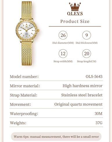 OLEVS Womens Watch Gold Ladies Dress Elegant Luxury Stainless Steel Waterproof Easy to Read Small Wrist Watches for Women in Saudi Arabia