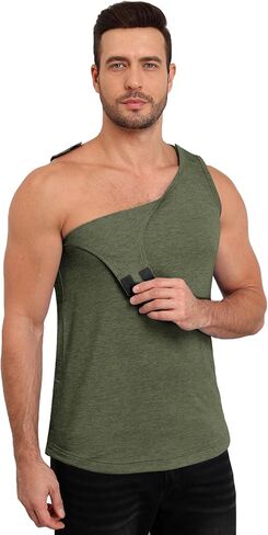 Deyeek Mastectomy Tank Top with Drain Pockets, Hospital Shirts for Men, Chemo Port Shirts Women After Mastectomy Must-Haves in Kuwait