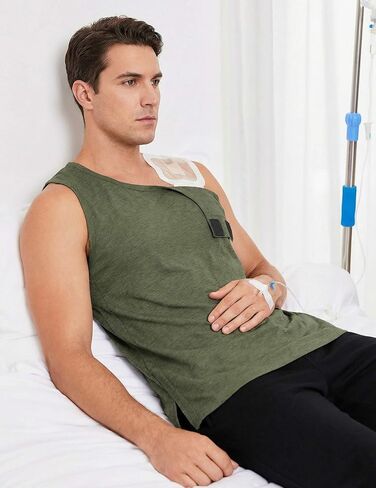 Deyeek Mastectomy Tank Top with Drain Pockets, Hospital Shirts for Men, Chemo Port Shirts Women After Mastectomy Must-Haves in Kuwait