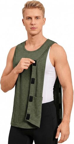 Deyeek Mastectomy Tank Top with Drain Pockets, Hospital Shirts for Men, Chemo Port Shirts Women After Mastectomy Must-Haves in Kuwait