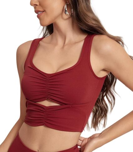 FEOYA Longline Sports Bra for Women Sleeveless Slim Fit Cutout Yoga Workout Cropped Tops Cute Padded Going Out Tank Tops in Saudi Arabia