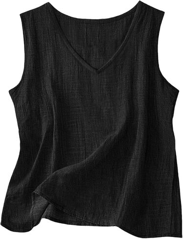 Linen Tank Tops for Women 2026 V Neck Sleeveless Gauze Shirts Lightweight Cotton Camisole Casual Soft Tanks Tunics in Kuwait