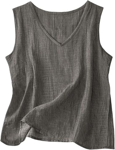Linen Tank Tops for Women 2026 V Neck Sleeveless Gauze Shirts Lightweight Cotton Camisole Casual Soft Tanks Tunics in Kuwait